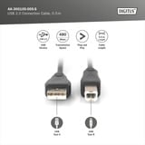 Digitus USB 2.0 Anschlusskabel USB-A (Stecker) > USB-B (Stecker) schwarz, 0,5 Meter