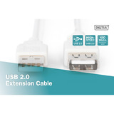 Digitus USB 2.0 Verlängerungskabel, USB-A Stecker > USB-A Buchse beige, 1,8 Meter