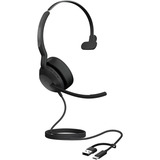 Jabra Evolve2 50, Headset schwarz, UC, Bluetooth 5.2, USB-C und USB-A, Mono