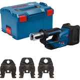 Bosch Professional Akku-Presswerkzeug GPT 18V-19 Professional solo, 18Volt, Kit M, Pressmaschine blau, ohne Akku und Ladegerät, 3 Pressbacken Compact M, in L-BOXX