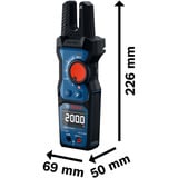 Bosch Professional Offene Strommesszange GFM 1000-15, Messgerät blau/schwarz, 2x Batterien, Tasche
