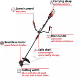 EINHELL Professional Akku-Sense GP-BC 36/430 Li BL-Solo, 36Volt (2x18V), Motorsense rot/schwarz, ohne Akku und Ladegerät
