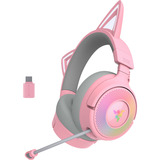 Razer Kraken Kitty V3 Pro Quartz, Gaming-Headset rosa/grau, Bluetooth, USB-Dongle, USB-Kabel
