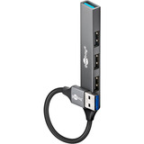 goobay Slim 4-Port USB-Hub, USB-A auf USB-A, USB 3.2 hellgrau