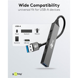 goobay Slim 4-Port USB-Hub, USB-A auf USB-A, USB 3.2 hellgrau