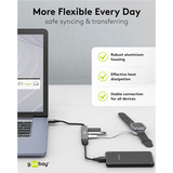 goobay Slim 4-Port USB-Hub, USB-A auf USB-A, USB 3.2 hellgrau