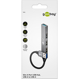 goobay Slim 4-Port USB-Hub, USB-A auf USB-A, USB 3.2 hellgrau