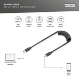 Digitus USB 2.0 Spiralkabel USB-C > USB-C schwarz, 1 Meter, PD, Laden mit bis zu 60 Watt
