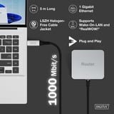 Digitus USB-A 3.2 Gen1 > RJ-45 Ethernet Kabel, 1Gbit/s, Adapter schwarz, 5 Meter, 10/100/1.000Mbit/s