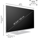JVC LT-40VF5355W, LED-Fernseher 100 cm (40 Zoll), weiß, FullHD, Tripple Tuner, Smart TV, TiVo Betriebssystem