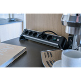 Brennenstuhl Alu-Office-Line Steckdosenleiste 6-fach, für den Schreibtisch schwarz/aluminium, 3 Meter Kabel, mit Sicherheitsschalter