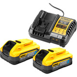 DEWALT Powerstack Akku Starterkit DCB1104H2, inkl. 2x Akku 18Volt, Set gelb/schwarz, 18Volt 5Ah, Schnellladegerät DCB1104