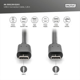 Digitus USB 2.0 Anschlusskabel USB-C > USB-C schwarz, 1,8 Meter, PD, Laden mit bis zu 15 Watt