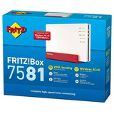FRITZ! Box 7581 Wi-Fi 5 VDSL Router mit Modem Generalüberholt weiß/rot