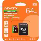 ADATA SPEED PLUS microSDXC 64 GB, Speicherkarte UHS-I U3, Class 10, V30, A2