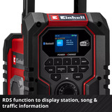 EINHELL TE-CR 18 Li DAB+/FM/BT - Solo, Baustellenradio rot/schwarz, Bluetooth, AUX, USB, ohne Akku und Ladegerät