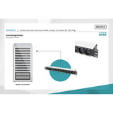 Digitus Steckdosenleiste 19" PDU mit Aluminiumprofil, 10-fach, 8x C13, 2x C19 schwarz/aluminium, 2 Meter Kabel, 1 HE, 1-phasig 16A, Kaltgerätestecker C20