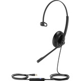 Yealink UH34 , Headset schwarz, Microsoft Teams, 3,5 mm Klinke, USB-C, Mono, Leder-Ohrpolstern