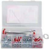 fischer Profi-Box DuoPower / DuoTec + Schrauben, Dübel hellgrau/rot, 87-teilig, mit Schrauben