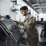 Bosch Professional Akku-Exzenterschleifer GEX 185-LI Professional solo, 18Volt blau/schwarz, ohne Akku und Ladegerät, Ø 125mm, in L-BOXX