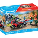 PLAYMOBIL 71825 Action Heroes Feuerwehr Quad löscht Heckenbrand, Konstruktionsspielzeug 