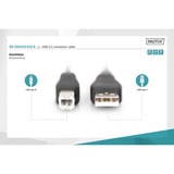 Digitus USB 2.0 Anschlusskabel USB-A (Stecker) > USB-B (Stecker) schwarz, 1 Meter