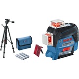 Bosch Linienlaser GLL 3-80 C Professional + Baustativ BT 150, Kreuzlinienlaser blau/schwarz, mit roten Laserlinien, ohne Akku