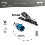 Digitus Basis IT PDU mit Aluminiumprofil, 24x C13, 3x C19, Steckdosenleiste schwarz/aluminium, 3 Meter Kabel, 1-phasig 16A, IEC309 16A Stecker