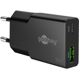goobay USB-C PD GaN Dual-Schnelladegerät Slim 30 W schwarz