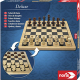 Noris Deluxe Holz - Schach & Dame, Brettspiel 