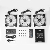 Chieftec NF-3012-RGB 3er-RGB Lüfter-Set (Nova), Gehäuselüfter 3er Pack inkl. Controller, 120 mm