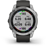 Garmin fēnix 7 - Standard Edition, Smartwatch silber, 47 mm, graphitfarbenes Armband aus Silikon
