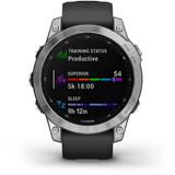 Garmin fēnix 7 - Standard Edition, Smartwatch silber, 47 mm, graphitfarbenes Armband aus Silikon