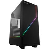 Sharkoon RGB FLOW Generalüberholt, Tower-Gehäuse schwarz, Seitenteil aus gehärtetem Glas