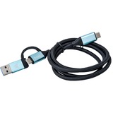 i-tec USB-C > USB-C Kabel, integrierter USB 3.0 Adapter, PD schwarz/hellblau, 1 Meter