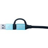 i-tec USB-C > USB-C Kabel, integrierter USB 3.0 Adapter, PD schwarz/hellblau, 1 Meter