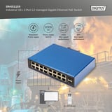 Digitus Industrieller 16+2-Port L2 managed Gigabit Ethernet PoE, Switch 