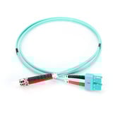 Digitus LWL Patchkabel, Duplex, ST > SC Stecker, Multimode OM3 türkis, 2 Meter