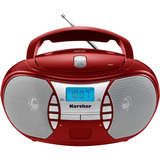 Karcher RR 5025-R, Radio rot/silber, Tragbarer CD-Player mi UKW-Radio