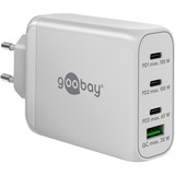 goobay USB-C PD Multiport-Schnellladegerät 100 Watt weiß, 1x USB-A QC, 3x USB-C PD, GaN-Technologie