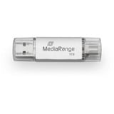 MediaRange Kombo-Speicherstick 1 TB, USB-Stick silber/transparent, USB-A 3.2 Gen 1, USB-C 3.2 Gen 1