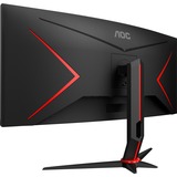 AOC CU34G2XE/BK, Gaming-Monitor 86 cm (34 Zoll), schwarz (matt)/rot, UWQHD, VA, Curved, 144Hz Panel