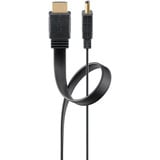 goobay High Speed HDMI 2.1 Flachkabel mit Ethernet 8K / 60 Hz schwarz, 1,5 Meter, 48 Gbit/s