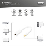 Digitus Mini DisplayPort auf HDMI Adapter / Konverter weiß, HDMI, DP 1.1a, DP++ Dual-Mode