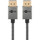 goobay DisplayPort Kabel 2.0/2.1 Slim silber/schwarz, 2 Meter