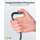 goobay DisplayPort Kabel 2.0/2.1 Slim silber/schwarz, 2 Meter