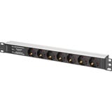 Digitus Steckdosenleiste 19" PDU mit Aluminiumprofil, 7-fach schwarz/aluminium, 2 Meter Kabel, 1 HE, mit Netzfilter und Überspannungsschutz
