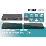 Digitus 4K HDBaseT HDMI KVM Extender Set, HDMI Verlängerung schwarz, 70 m