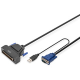 Digitus Modulare HD LCD KVM Konsole mit 19" TFT 1 Port VGA, KVM-Switch schwarz, deutsches Tastaturlayout, 1 Port VGA KVM-Anschluss, Touchpad