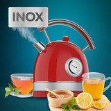 Cecotec Thermosense 420 Vintage Light Red , Wasserkocher rot/edelstahl, 2.200 Watt, 1,8 Liter